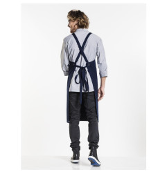 Tablier bavette croisé mixte Chaud Devant Nordic bleu 75x100 cm 