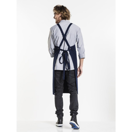 Tablier bavette croisé mixte Chaud Devant Nordic bleu 75x100 cm 