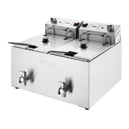 Friteuse électrique double avec minuterie Buffalo 2x8L