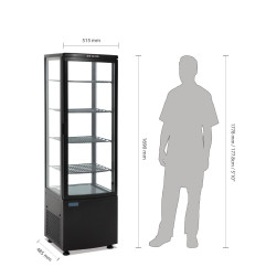 Vitrine réfrigérée porte incurvée économe en énergie Polar série C noire 235L