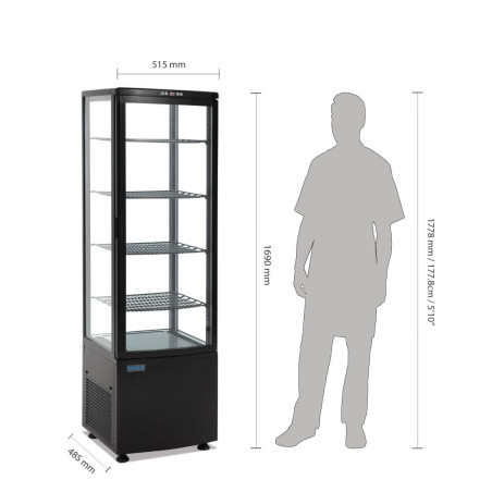 Vitrine réfrigérée porte incurvée économe en énergie Polar série C noire 235L