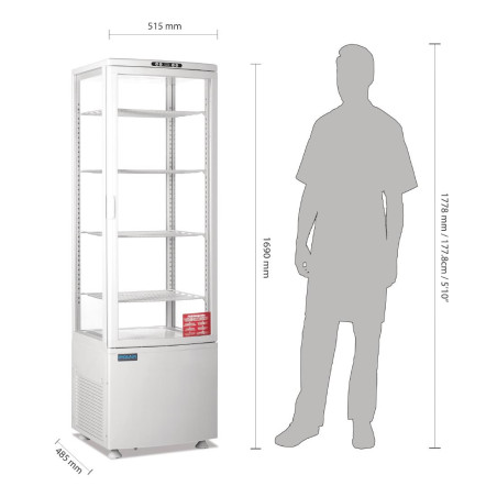 Vitrine réfrigérée porte incurvée économe en énergie Polar série C blanche 235L