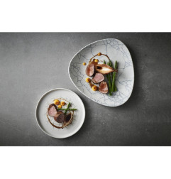 Assiettes triangulaires Churchill Studio Prints Kintsugi Pearl Lotus Grey 228mm (Lot de 12)