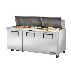 Comptoir de préparation 3 portes True 30 bacs GN 1/6 TSSU-72-30M-B-ST-HC