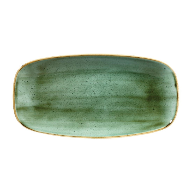 Assiettes oblongues Churchill Stonecast Samphire Green 153 x 298mm (Lot de 12)