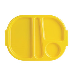 Petits plateaux repas à compartiments en polypropylène Olympia Kristallon jaunes 321mm (Box 10)