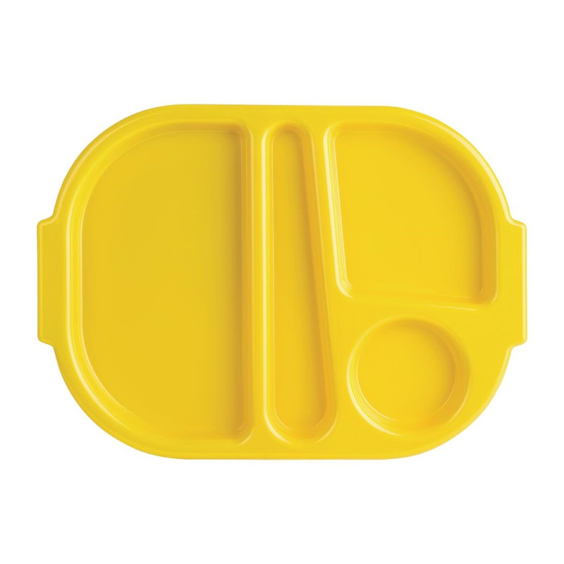 Petits plateaux repas à compartiments en polypropylène Olympia Kristallon jaunes 321mm (Box 10)
