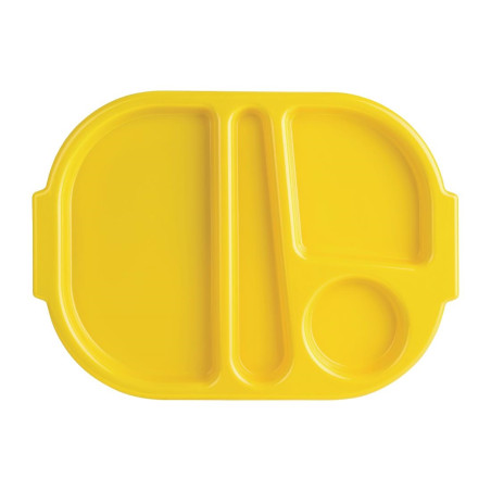 Petits plateaux repas à compartiments en polypropylène Olympia Kristallon jaunes 321mm (Box 10)
