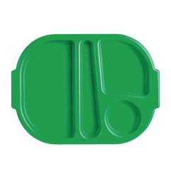 Petits plateaux repas à compartiments en polypropylène Olympia Kristallon verts 321mm (Box 10)