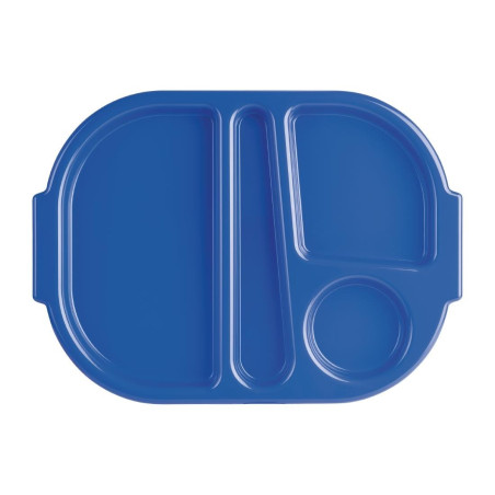 Petits plateaux repas à compartiments en polypropylène Olympia Kristallon bleus 321mm (Box 10)