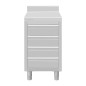 Plan de travail 4 tiroirs en inox Vogue avec dosseret de 100 mm