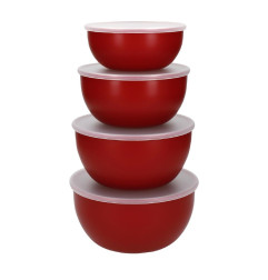 Bols de préparation avec couvercles KitchenAid rouge empire (lot de 4)