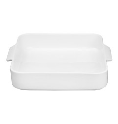 Plats à four carrés avec poignées Olympia Whiteware 260x225x50mm (lot de 2)
