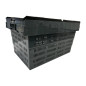 Caisse de transport/stockage en plastique perforé Vogue avec couvercle attaché 600x400x320mm