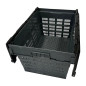 Caisse de transport/stockage en plastique perforé Vogue avec couvercle attaché 600x400x320mm