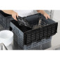 Caisse de transport/stockage en plastique perforé Vogue avec couvercle attaché 600x400x320mm