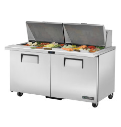 Table de préparation 24 bacs GN 1/6 2 portes True TSSU-60-24M-B-ST