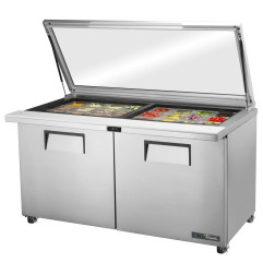 Table de préparation 24 bacs GN 1/6 avec couvercle en verre True TSSU-60-24M-B-ST-FGLID