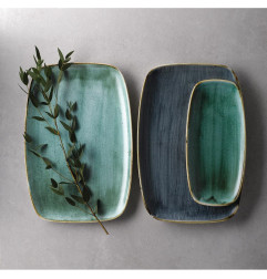 Assiettes oblongues Churchill Stonecast No.4 Samphire Green 269 x 127mm (Lot de 12)