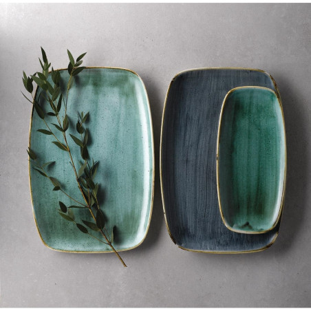 Assiettes oblongues Churchill Stonecast No.4 Samphire Green 269 x 127mm (Lot de 12)