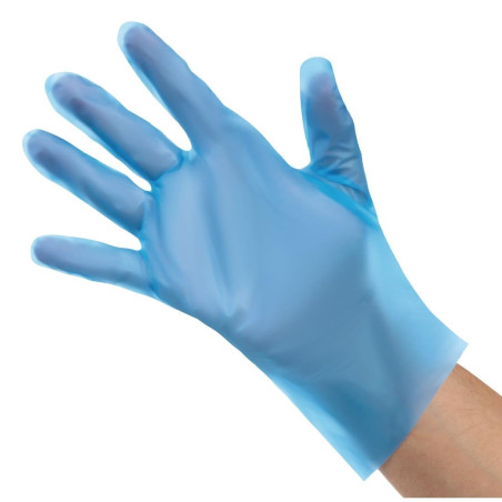 Gants alimentaires en TPE non poudrés bleus Nisbets Essentials L (lot de 200)
