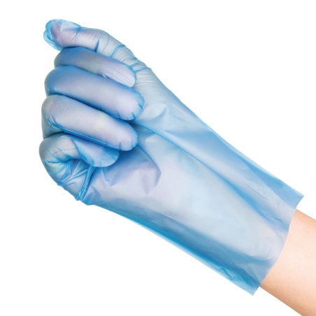 Gants alimentaires en TPE non poudrés bleus Nisbets Essentials L (lot de 200)