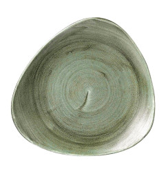 Assiettes triangulaires Churchill Stonecast Patina Lotus Burnished Green 254mm (Lot de 12)