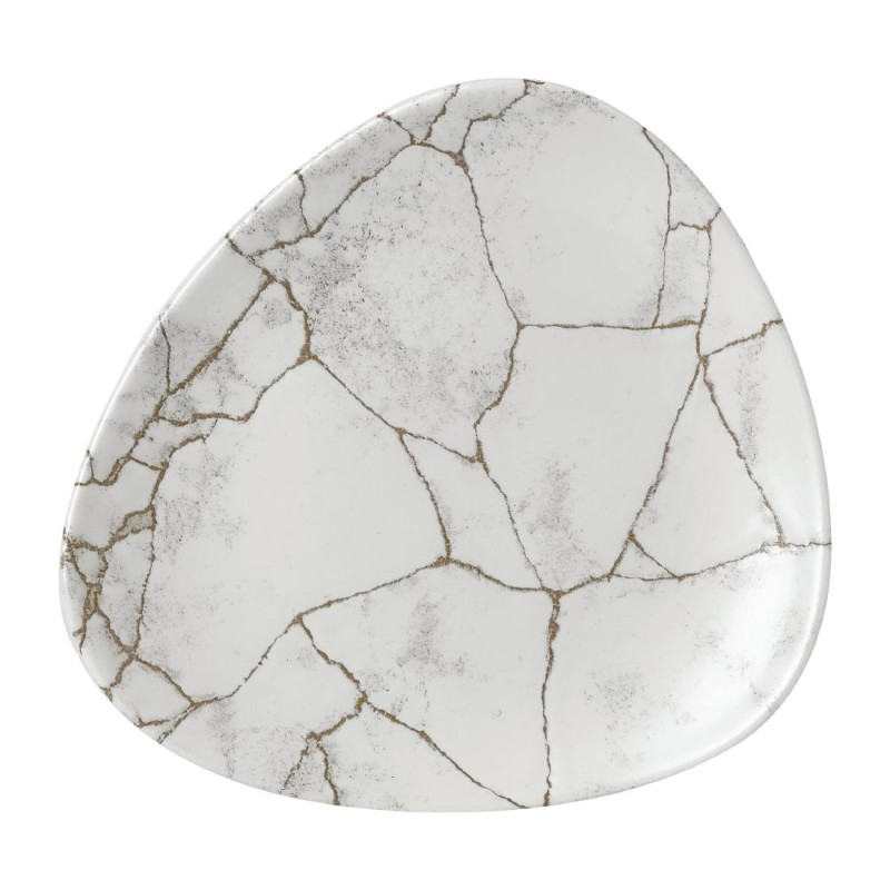 Assiettes triangulaires Churchill Studio Prints Kintsugi Agate Grey Lotus 177mm (Lot de 12)