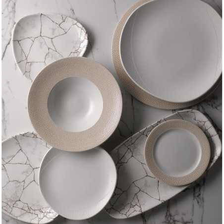 Assiettes triangulaires Churchill Studio Prints Kintsugi Agate Grey Lotus 177mm (Lot de 12)