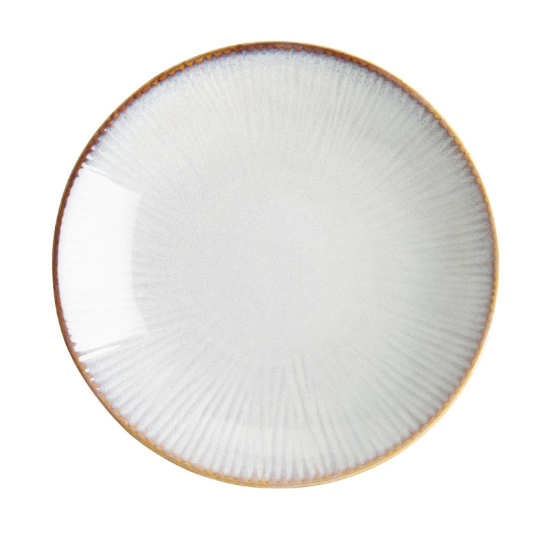 Assiettes Creuses Olympia Drift En Relief Gris 260mm (Lot de 4)