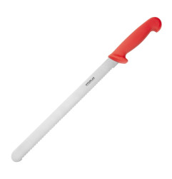 Couteau à trancher denté Hygiplas rouge 30cm