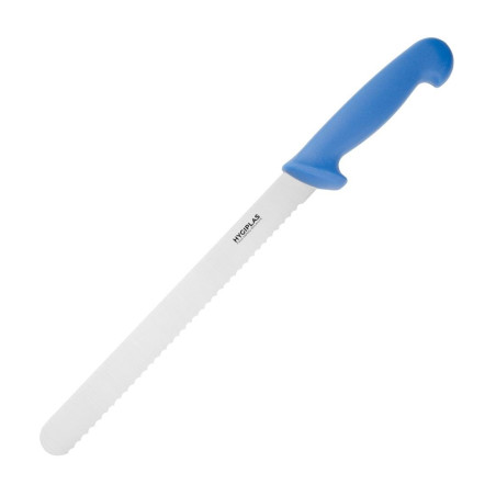 Couteau à trancher denté Hygiplas bleu 248mm