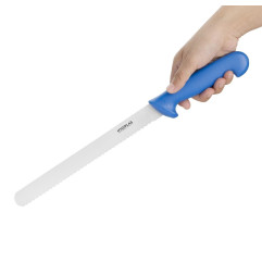 Couteau à trancher denté Hygiplas bleu 248mm