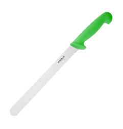 Couteau à trancher denté Hygiplas vert 248mm