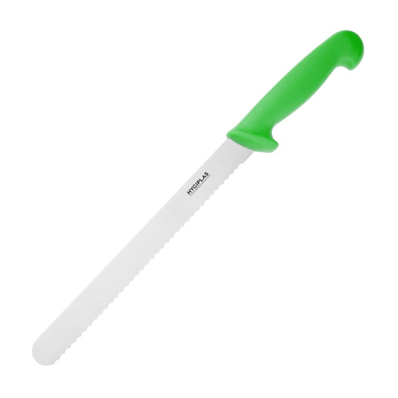 Couteau à trancher denté Hygiplas vert 248mm