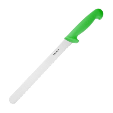Couteau à trancher denté Hygiplas vert 248mm