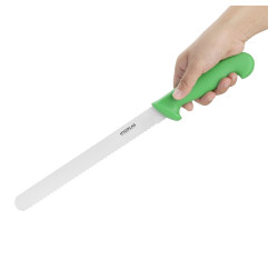 Couteau à trancher denté Hygiplas vert 248mm