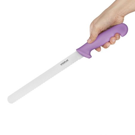 Couteau à trancher denté Hygiplas violet 248mm