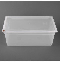 Bacs PP Hygiplas Click GN 1/1 avec couvercles et 7 clips de couleur 200mm 25,6L (lot de 2)