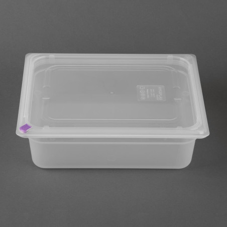 Bacs PP Hygiplas Click GN 1/2 avec couvercles et 7 clips de couleur 100mm 5,9L (lot de 4)