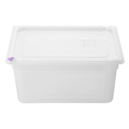 Bacs PP Hygiplas Click GN 1/2 avec couvercles et 7 clips de couleur 150mm 8,9L (lot de 4)