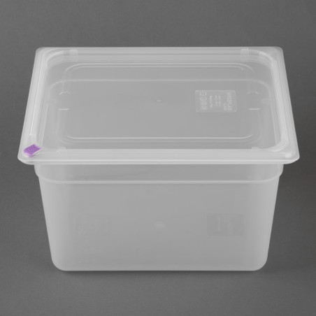 Bacs PP Hygiplas Click GN 1/2 avec couvercles et 7 clips de couleur 200mm 11,7L (lot de 4)
