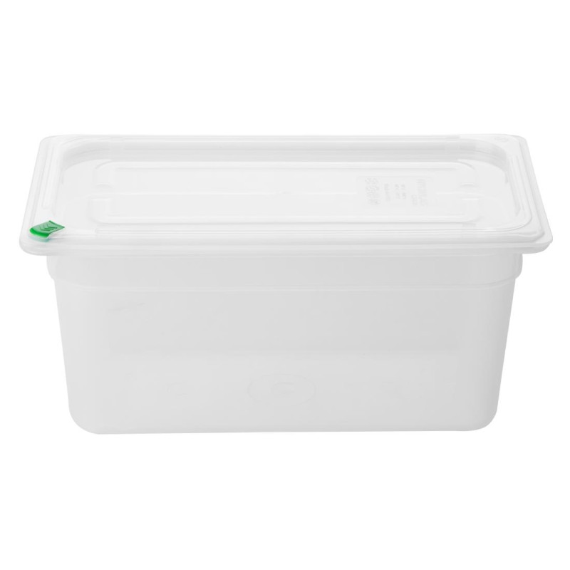 Bacs PP Hygiplas Click GN 1/3 avec couvercles et 7 clips de couleur 150mm 5,3L (lot de 4)