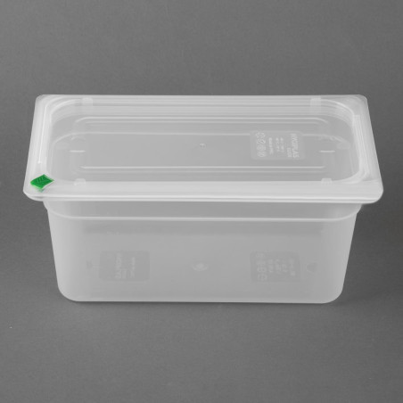 Bacs PP Hygiplas Click GN 1/3 avec couvercles et 7 clips de couleur 150mm 5,3L (lot de 4)