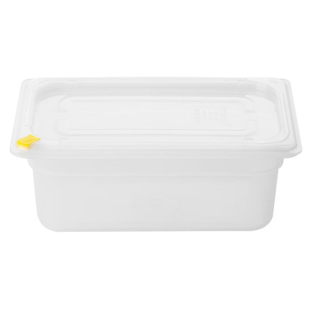 Bacs PP Hygiplas Click GN 1/4 avec couvercles et 7 clips de couleur 100mm 2,5L (lot de 4)