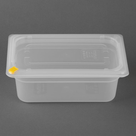 Bacs PP Hygiplas Click GN 1/4 avec couvercles et 7 clips de couleur 100mm 2,5L (lot de 4)