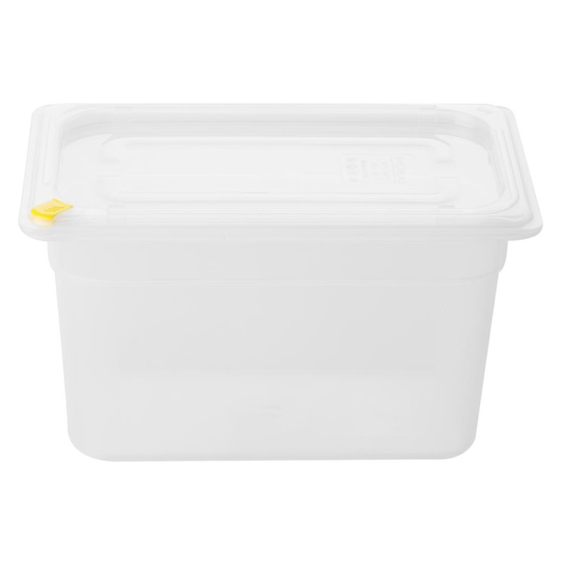 Bacs PP Hygiplas Click GN 1/4 avec couvercles et 7 clips de couleur 150mm 3,7L (lot de 4)