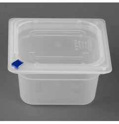 Bacs PP Hygiplas Click GN 1/6 avec couvercles et 7 clips de couleur 100mm 1,5L (lot de 4)