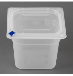 Bacs PP Hygiplas Click GN 1/6 avec couvercles et 7 clips de couleur 150mm 2,2L (lot de 4)