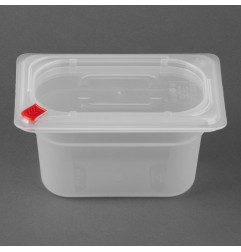 Bacs PP Hygiplas Click GN 1/9 avec couvercles et 7 clips de couleur 100mm 0,85L (lot de 4)